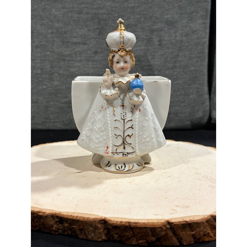 Vintage Infant Of Prague & Madonna Figurines With Gold Detailing Glossy Finish - Picture 3 of 16